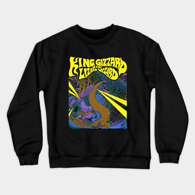 Psychedelic Retro King Gizzard & Lizard Wizard Crewneck Sweatshirt by BolaMainan